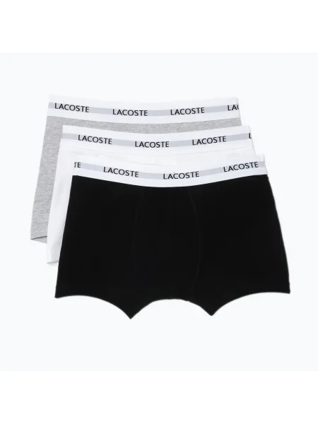 Boxeri pentru bărbați Lacoste 3 pary black/white/silver chine alb