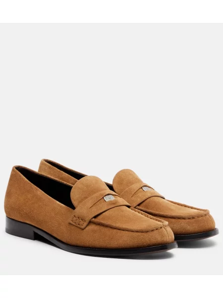 Pantofi loafer Tory Burch din piele de căprioară bej