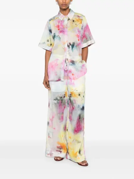 Cămașă Aje cu model floral cu imagine gri