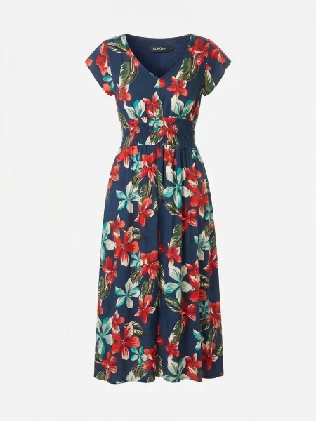 KOROSHI Rochie albastru / bleumarin / roșu alb