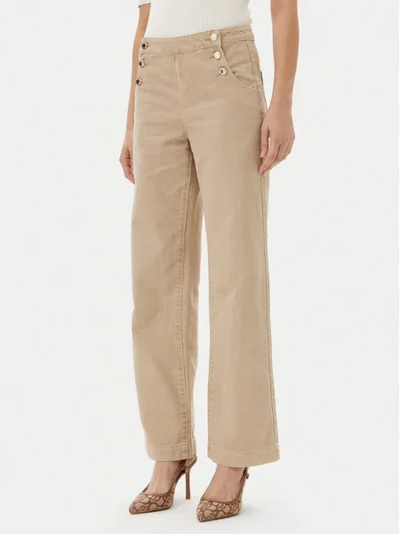 Morgan Штани з тканини Wide Leg бежевий