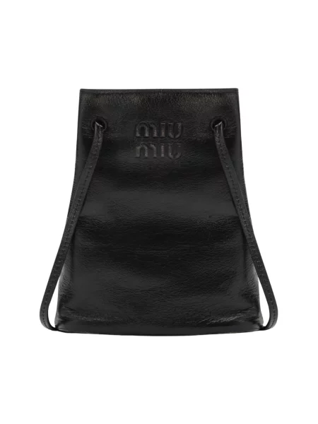 Torebka skórzana Miu Miu brązowa