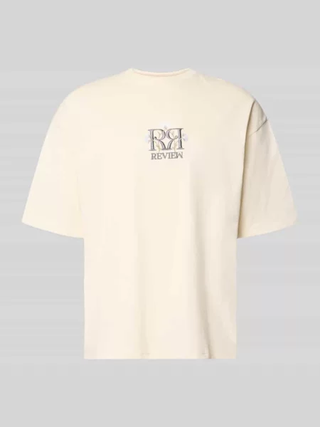 T-shirt z Wyhaftowane logo i Okrągły dekolt Review