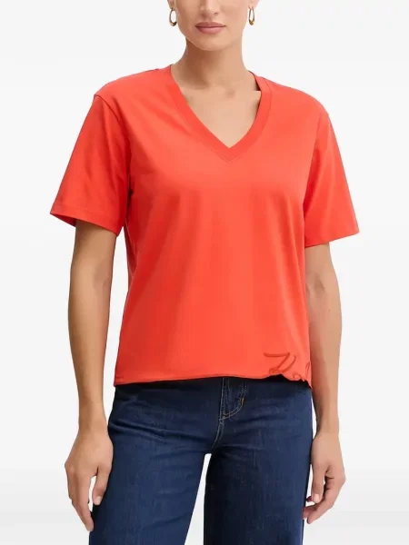 Tricou cu decolteu în v Karl Lagerfeld cu broderie cu decolteu în V portocaliu