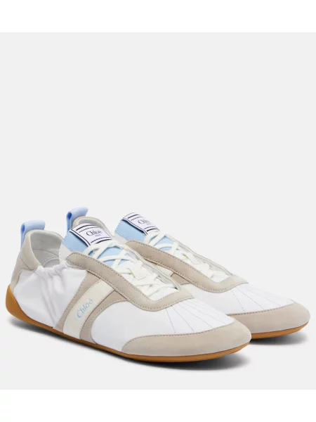 Sneakerși Chloé din piele de căprioară alb