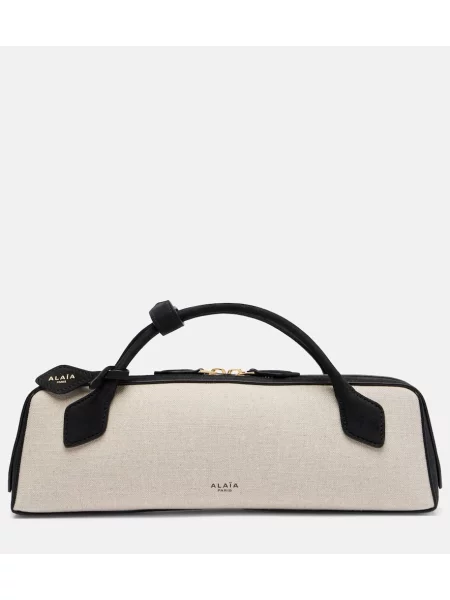 Geantă plic Alaïa din canvas alb