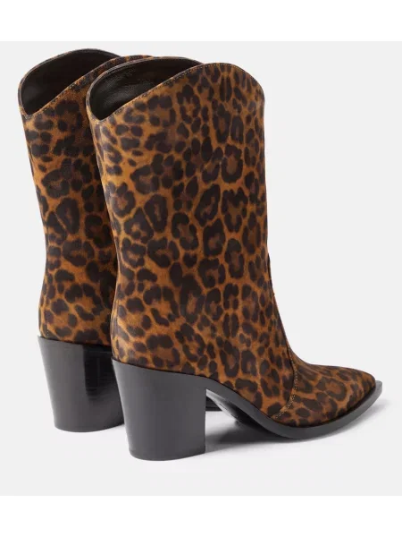 Botine Gianvito Rossi din piele cu imagine cu model leopard