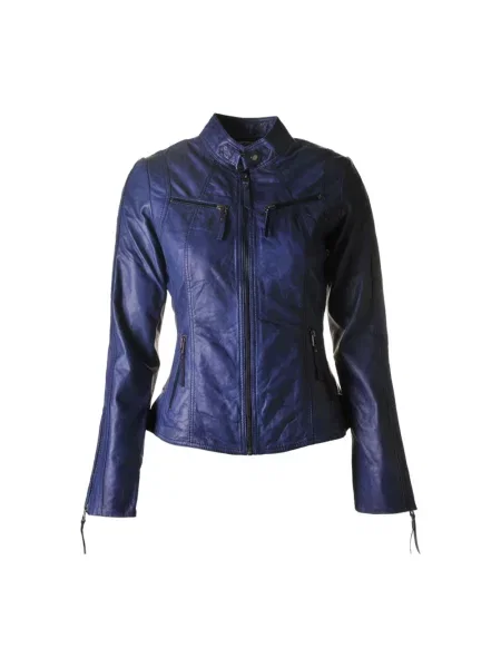Kurtka skórzana Btfcph biker niebieska