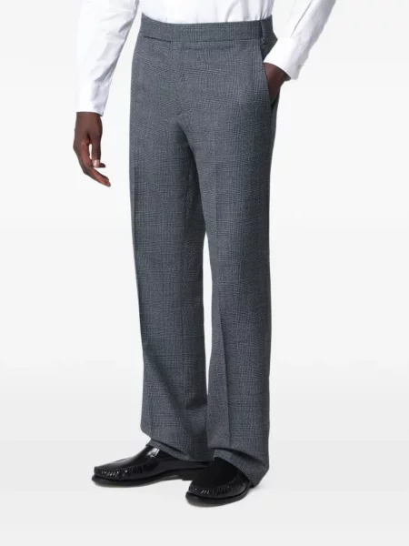 Pantaloni Lardini de lână în carouri gri