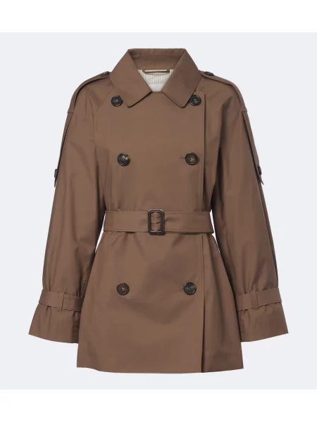 Decupat trenci Max Mara din țesătură twill maro