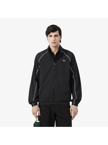 Lacoste Sportowa Kurtka Dresowa Odporna Na Wodę Z Kontrastowymi Lamówkami czarna