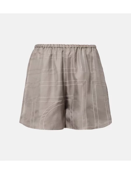 Jedwabne szorty Toteme z autografem szare