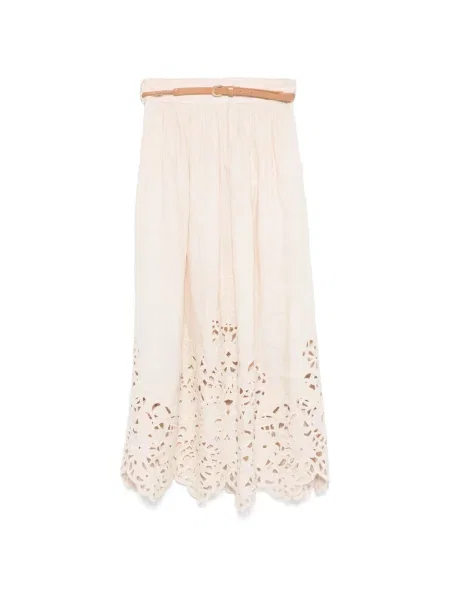 Lniana spódnica midi Zimmermann beżowa
