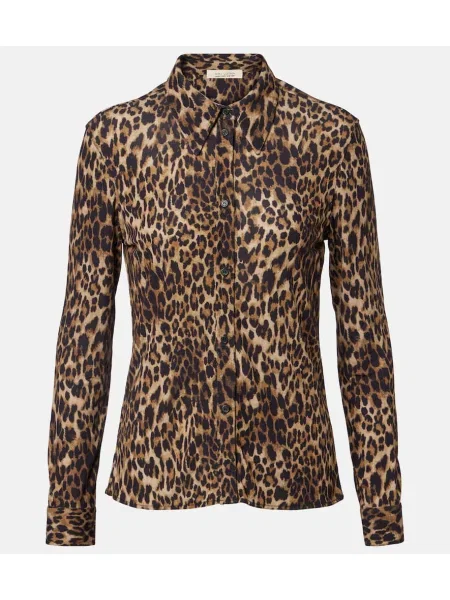 Cămașă Nili Lotan cu imagine cu model leopard maro