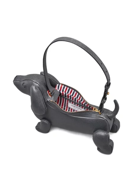 Geanta de piele Thom Browne din piele gri