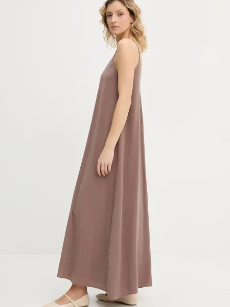 Answear.LAB sukienka maxi rozkloszowana brązowy