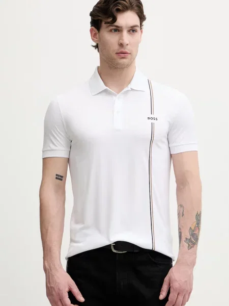 Tricou polo Boss Green alb