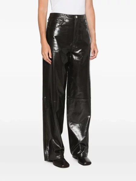 Pantaloni Róhe din piele de lac maro