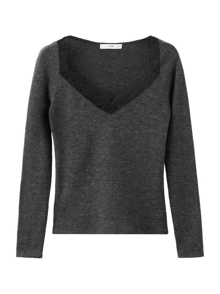 MANGO Tricou VERONI gri închis negru