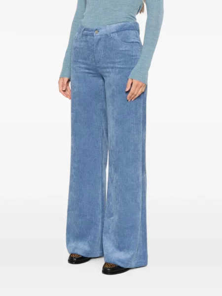 Pantaloni Ermanno Firenze de catifea cord albastru