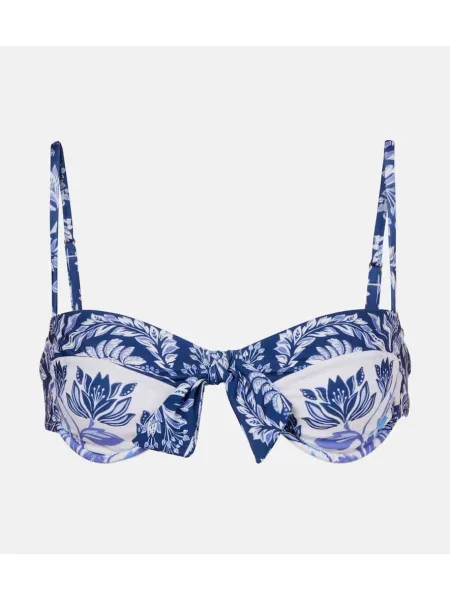 Bikini Farm Rio z kokardką w kwiatki niebieski