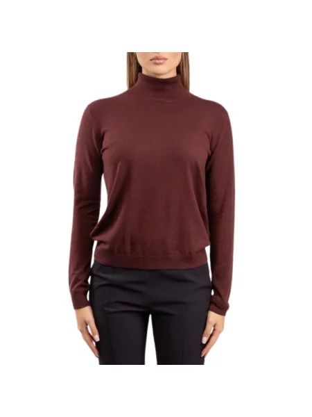 Sweter z golfem Weekend Max Mara wełniany do golfa brązowy