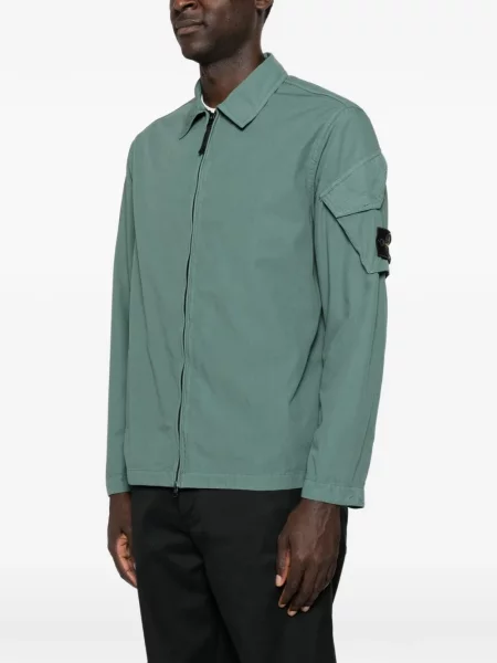 Geacă cămașă Stone Island cu strasuri verde