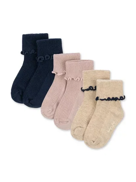 Konges Sløjd Detské ponožky 3 PACK RIB FRILL SOCKS