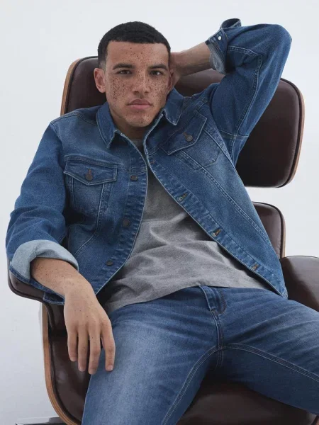 Джинсова куртка DIVERSE Jenorg бавовна/еластан блакитний