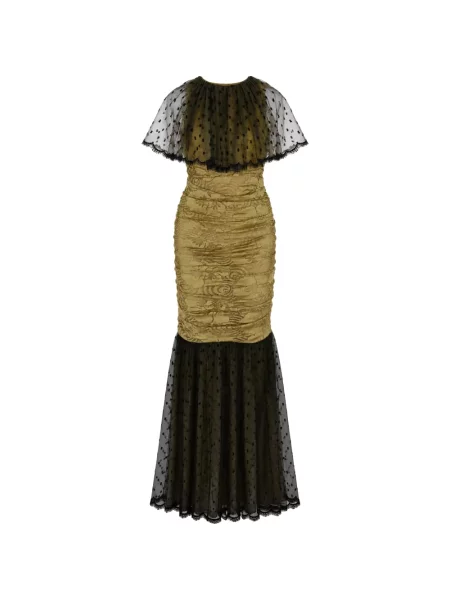Rochie maxi Dolce & Gabbana cu buline din tul galben