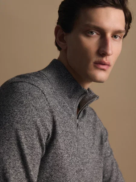 Свитер Reserved с воротником стойка серый