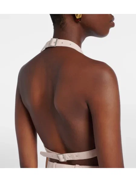 Top Wardrobe.nyc cu gât halter bej