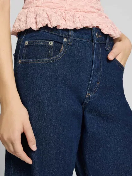 Jeansy barrel w 5 kieszeni Topshop granatowe