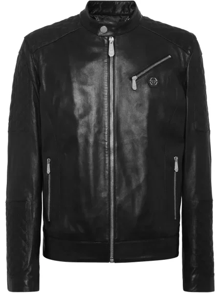 Geanta de piele Philipp Plein negru