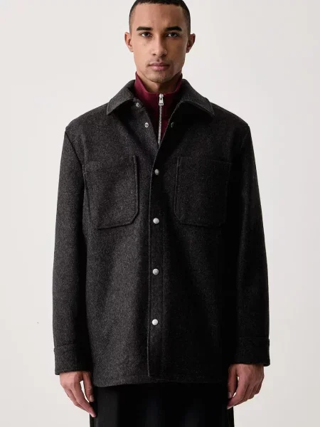 A.P.C. kurtka koszulowa z wełną veste marcel szara