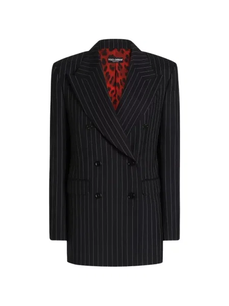 Geacă Dolce & Gabbana de lână cu două rânduri de nasturi negru