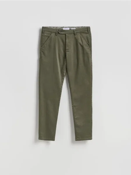 Reserved Pantaloni chino slim verde-prăfuit verde