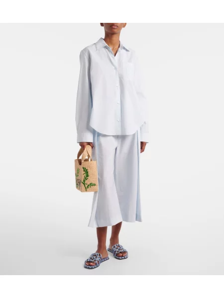 Pantaloni Loewe din poplin albastru