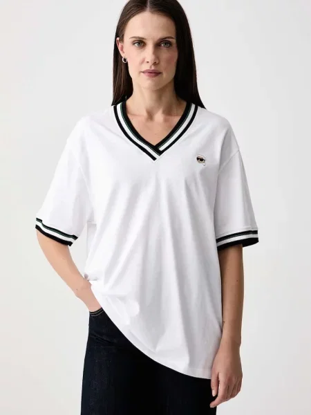 Karl Lagerfeld tricou oversized pentru femei din alb