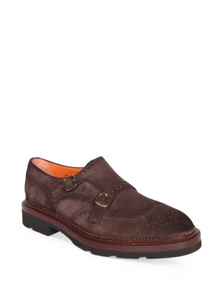 Pantofi monk Santoni cu bretele maro