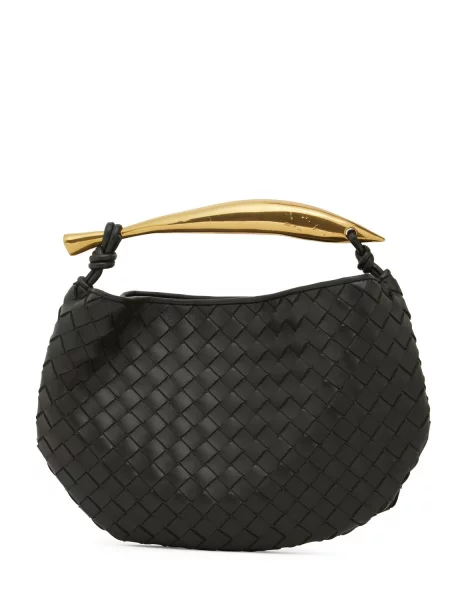 Kožená kožená taška Bottega Veneta Handle béžová