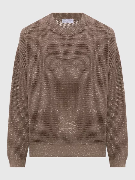 Джемпер з люрексом Brunello Cucinelli коричневий