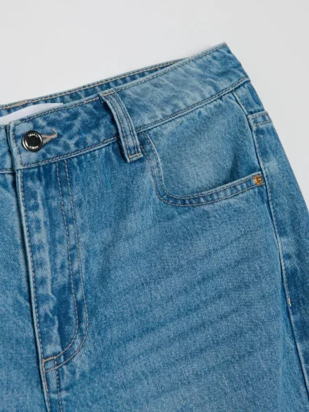 Джинси wide leg із середньою талією та декоративними рядками синій