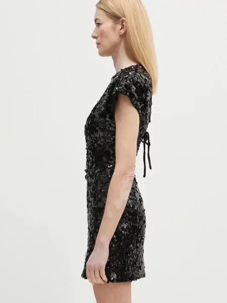 GANNI sukienka Velvet Sequins Mini mini dopasowana czarny
