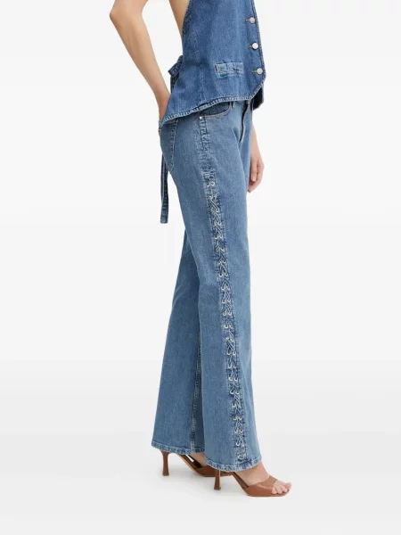 Blugi Guess cu șireturi din dantelă albastru
