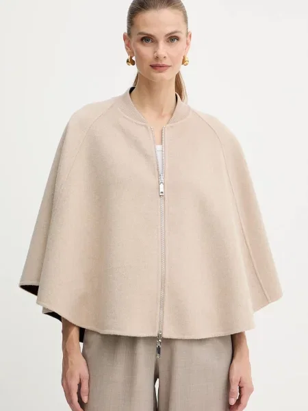 Двостороннє пончо з додаванням вовни MAX&Co. бежевий