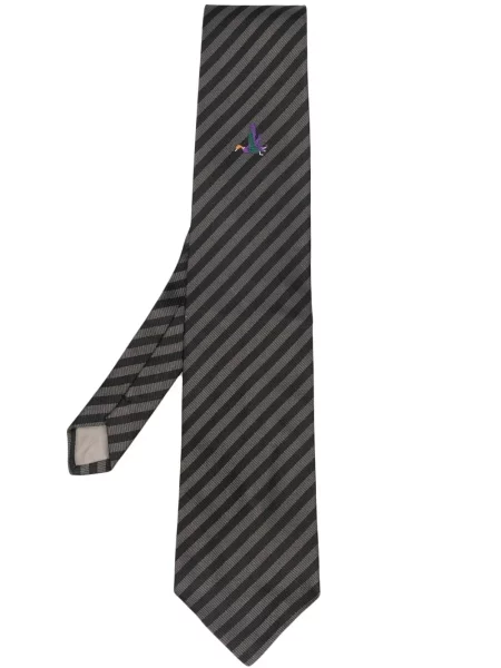 Hedvábná kravata Versace Pre-owned s výšivkou s vázáním šedá