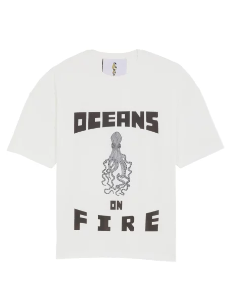 The Rad Black Kids Tricou Oceans on Fire T-shirt White' alb