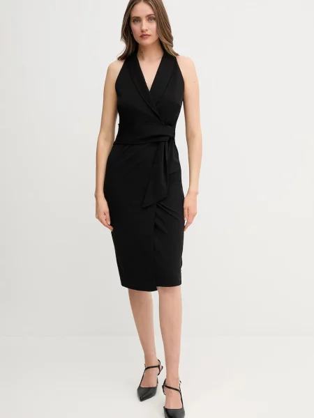 Sandro Ferrone rochie midi mulata negru