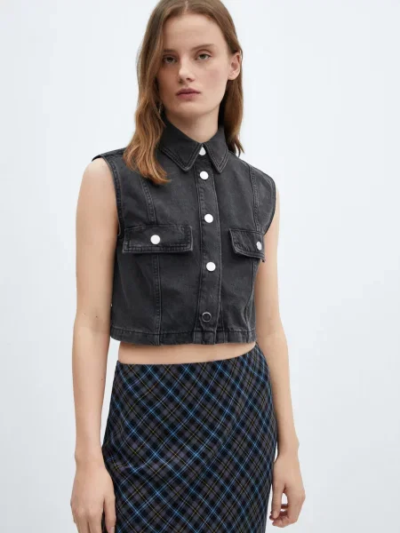 MANGO Жилет Темно-сірий сірий